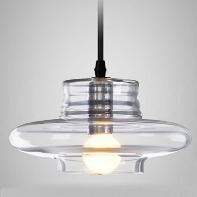 Post-Modern Funnel Hanging Light Fixtures Clear Glass Suspension Pendant