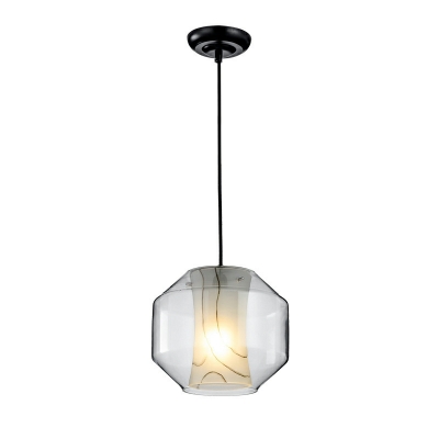 1-Light Down Lighting Minimalism Style Cylinder Shape Glass Hanging Pendant Lights