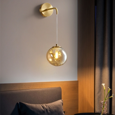1-Light Sconce Lights Minimalist Style Ball Shape Metal Wall Mounted Lamps