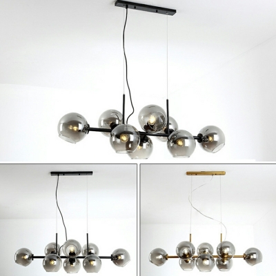 8-Light Hanging Lamp Kit Minimalism Style Ball Shape Glass Suspension Pendant
