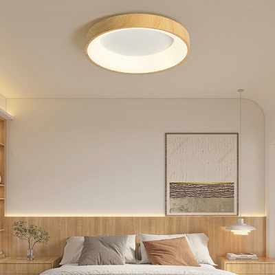 Contemporary Circular Flush Mount Light Fixtures Wood Led Flush Ceiling Lights