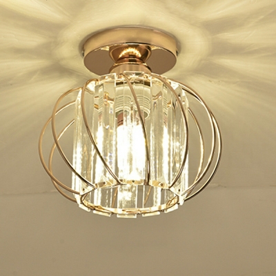 Crystal Ceiling Flush Mount Lights Modern Globe Semi Flush Light Fixtures for Living Room