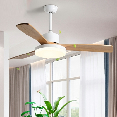 Modern Flush Mount Ceiling Fans Wood with Acrylic Shade LED Fan Lighting