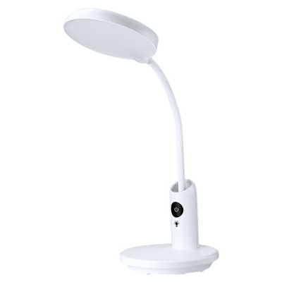 White Nightstand Lamp Metallic LED Minimalistic Style Night Table Lamp