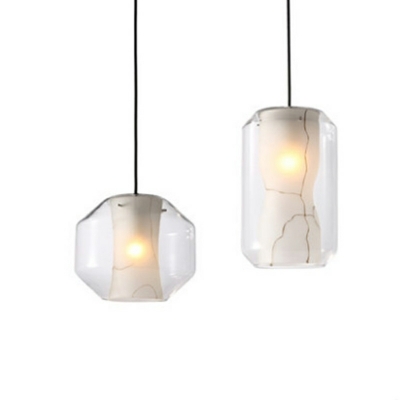 1-Light Down Lighting Minimalism Style Cylinder Shape Glass Hanging Pendant Lights