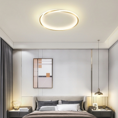 1-Light Flush Light Fixtures Minimalistic Style Round Shape Metal Ceiling Mounted Lights