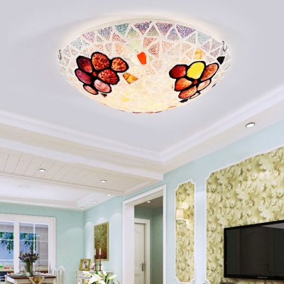 Dome Traditional Flush Mount Ceiling Lights Baroque Tiffany Ceiling Light for Living Room