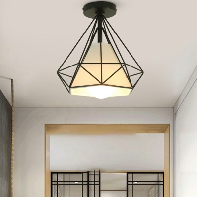 Fabric Semi Flush Ceiling Light Fixtures Traditional Ceiling Light Fixture for Living Room