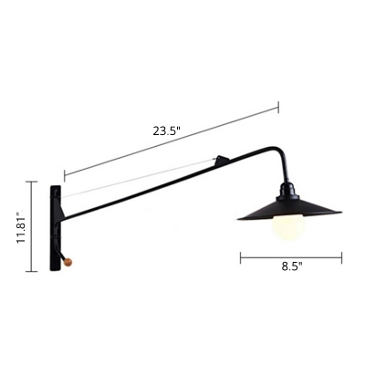 Industrial Wall Sconce with Conical Shade, Matte Black