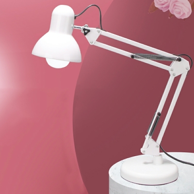 Single Light Night Table Lamp White Metallic E27 Bulb Table Lamp for Bedroom