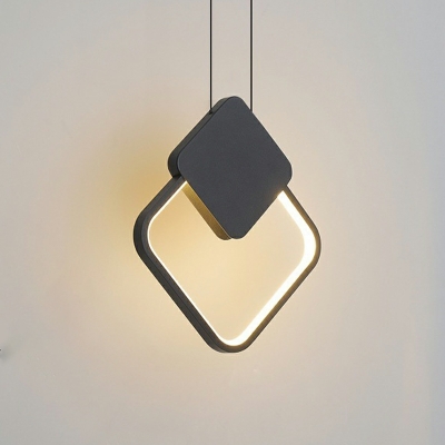 1-Light Pendant Ceiling Lights Modern Style Square Shape Metal Hanging Lamp Kit