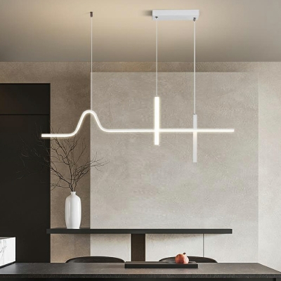 3-Light Pendant Ceiling Lights Minimalism Style Linear Shape Metal Hanging Lamp Kit