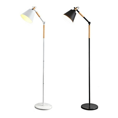 Barrel Shape Standing Lamp 1-Bulb Wood and Metal Standing Floor Lamp