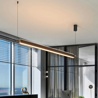 Designer Slim Island Lighting Fixtures Linear Metal Chandelier Light Fixture