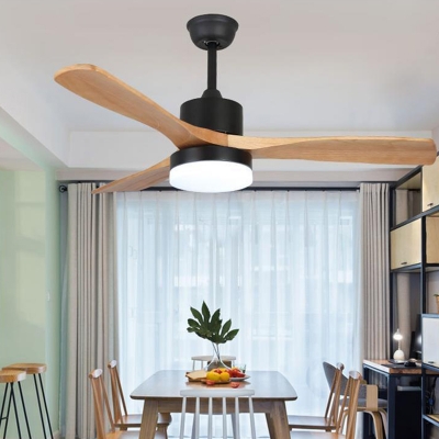 Minimalistic Ceiling Fans Metal and Wood LED Fan Lighting for Bedroom