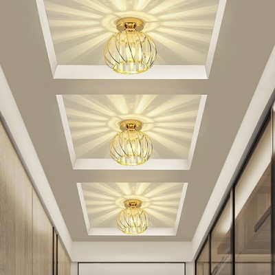 Modern Semi Flush Ceiling Light Fixtures Globe Crystal Ceiling Light Fixture for Living Room