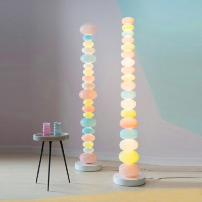 Multi-Color Glass Shade Standing Lamp LED Minimalistic Style Floor Light