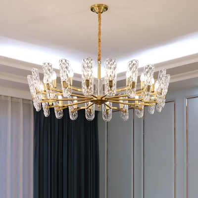 Wheel Crystal Chandelier Lighting Fixtures Modern Suspension Light for Living Room