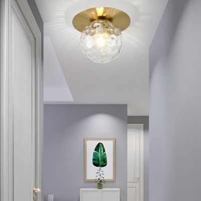 1-Light Flush Light Fixtures Contemporary Style Globe Shape Metal Ceiling Mounted Lights