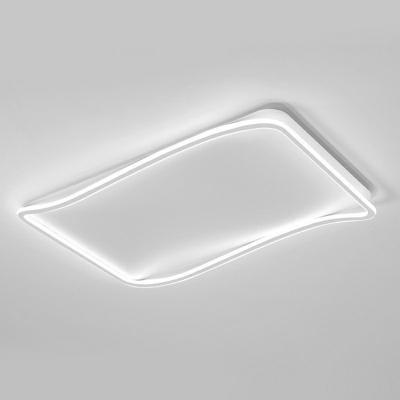 2-Light Semi Flush Light Fixtures Contemporary Style Rectangle Shape Metal Ceiling Lights