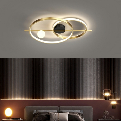 3-Light Flush Light Fixtures Contemporary Style Ring Shape Metal Ceiling Mounted Lights