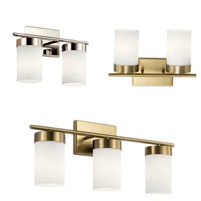 3-Light Sconce Lights Traditional Style Cylinder Shape Metal Vanity Wall Light