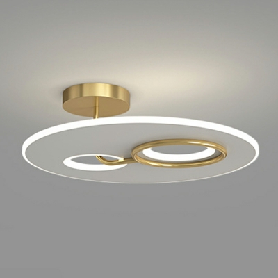 3-Light Semi Flush Light Fixtures Contemporary Style Round Shape Metal Ceiling Mounted Lights