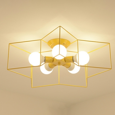 5-Light Flush Light Fixtures Contemporary Style Star Shape Metal Ceiling Mounted Lights