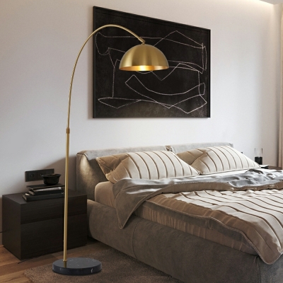 Brass and Stone Standing Floor Lamp Single Bulb Floor Lighting for Bedroom