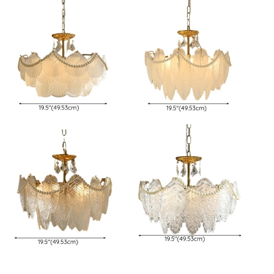 French Romantic Glass Chandelier Retro Light Luxury Pearl Decoration Chandelier