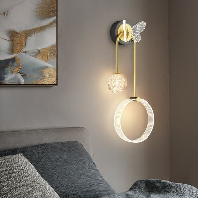 Globe Wall Mounted Light Modern Style Glass Sconce Light Fixture for Bedroom