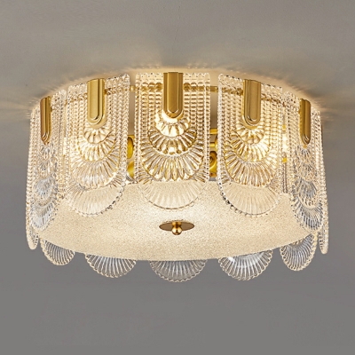 Modern Light Luxury Drum Shape Flush Mount Lights Glass Ceiling Lamp