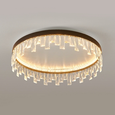 Modern Round Flush Mount Lights Crystal Ceiling Lamp for Living Room