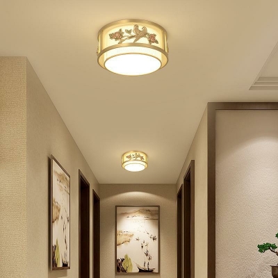 1-Light Flush Mount Lighting Fixtures Traditional Style Drum Shape Metal Ceiling Lights