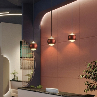 1-Light Hanging Ceiling Lights Modern Style Globe Shape Metal Pendant Lighting