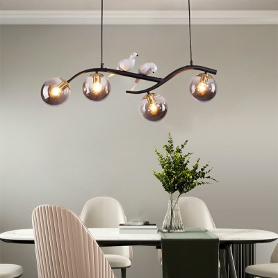 4-Light Pendant Lighting Industrial Style Sphere Shape Metal Island Ceiling Light