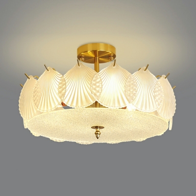 8 Light Flush Light Fixtures Traditional Style Drum Shape Metal Ceiling Mounted Lights