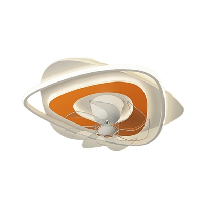 Acrylic Shade Modern Flush Mount Fan Geometric Shape Fan Lighting in White-orange