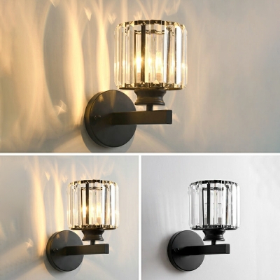 Crystal Wall Lamp Fixture Cylinder Modern Wall Mounted Lamps for Bedroom Bedside