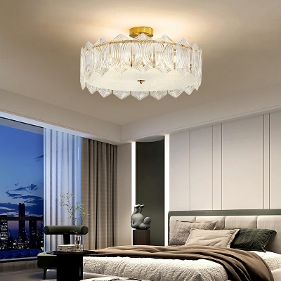 Glass Bedroom Ceiling Light American Retro Light Luxury Flush Mount Lighting