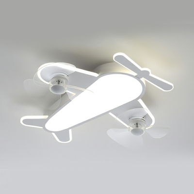Modern Creative Cartoon Fan Lamp Cute Airplane Shape Ceiling MountedFan Light for Children's Room