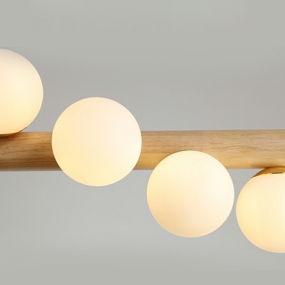Modern Minimalist Glass Island Lamp Creative Long Solid Wood Linear Chandelier