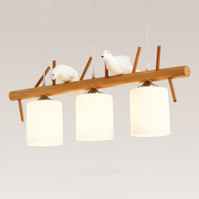 Nordic Creative Bird Decoration Island Lamp Modern Solid Wood Linear Chandelier