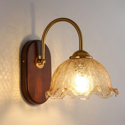 Retro Cracked Glass Wall Lamp Modern Creative Walnut Wood Wall Lamp