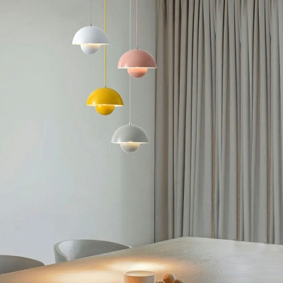 1-Light Hanging Ceiling Lights Modern Style Dome Shape Metal Pendant Lighting