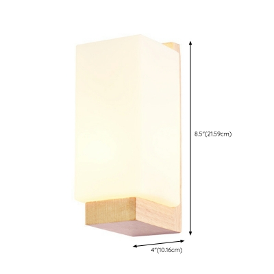 1-Light Sconce Lights Minimalism Style Rectangle Shape Wood Wall Lighting Fixtures