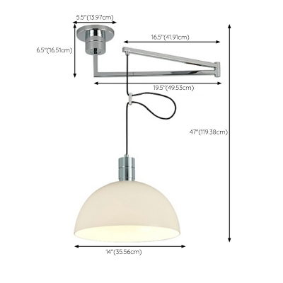 1-Light Suspension Light Contemporary Style Dome Shape Metal Hanging Lamp Kit