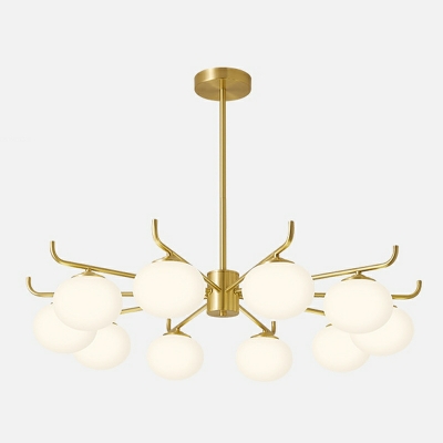 10-Light Chandelier Lights Modernist Style Oval Shape Metal Hanging Ceiling Light