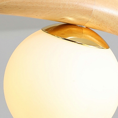 12-Light Chandelier Lights Modernist Style Globe Shape Wood Hanging Ceiling Light