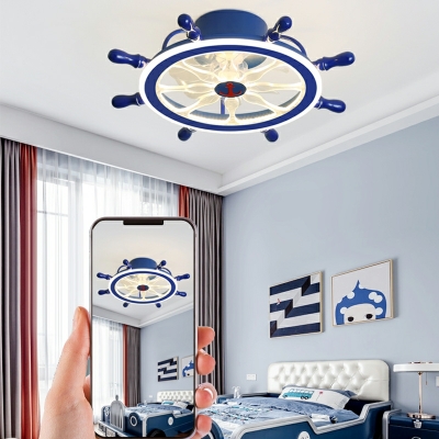 2-Light Ceiling Light Fixture Kids Style Rudder Shape Metal Flush Mount Lighting Fixtures